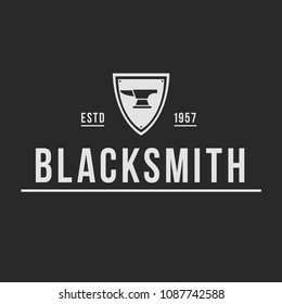 Blacksmith smith union shoer anvil logo set. Smith allince logos. Heavy industry.