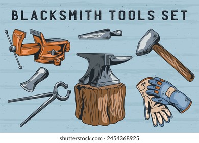 Blacksmith Tools cut out Vector Set