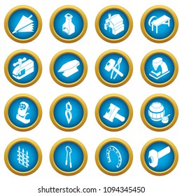 Blacksmith tools icons set. Simple illustration of 16 blacksmith tools icons set vector icons for web