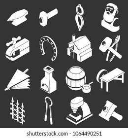 Blacksmith tools icons set vector white isolated on grey background 