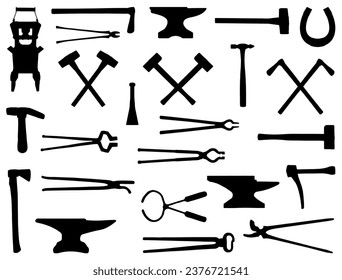 Blacksmith tools silhouette vector art