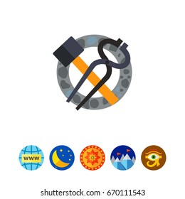 Blacksmith tools of tongs and hammer icon