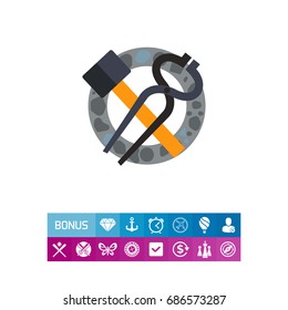 Blacksmith tools of tongs and hammer icon