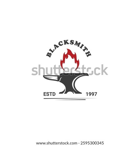 Blacksmith vintage retro logo design iron anvil casting