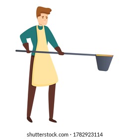 Blacksmith working icon. Cartoon of blacksmith working vector icon for web design isolated on white background