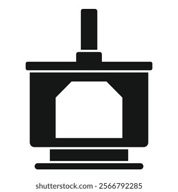 Blacksmiths forge working with metal burning icon in simple style on a white background