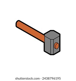 Blacksmith's hammer isolated. Blacksmith's sledgehammer. Blacksmith tool Vector illustration