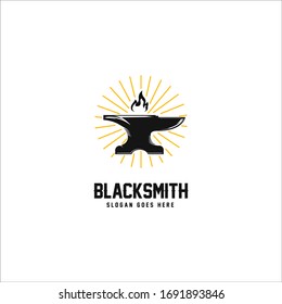 blacksmith's logo with blazing sparks