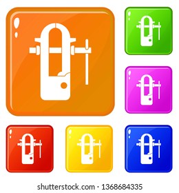 Blacksmiths vice icons set collection vector 6 color isolated on white background