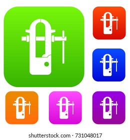 Blacksmiths vice set icon color in flat style isolated on white. Collection sings vector illustration