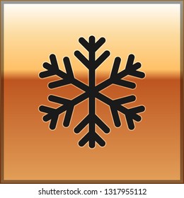 BlackSnowflake icon isolated on gold background. Vector Illustration