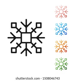 BlackSnowflake icon isolated on white background. Set icons colorful. Vector Illustration