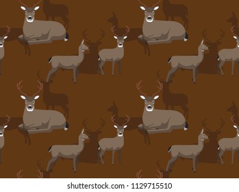 Black-tailed Deer Cartoon Background Seamless Wallpaper