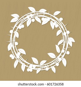 Blackthorn berries branches and leaves frame for laser or plotter cutting. Vector illustrations vintage design