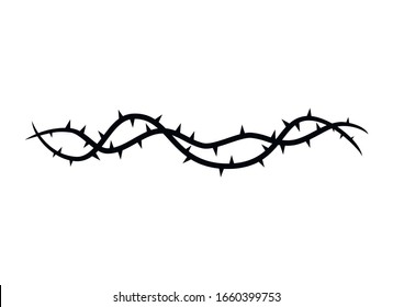 Blackthorn branches with thorns icon isolated on white background. Vector illustration