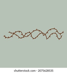 Blackthorn branches with thorns icon isolated. Vector illustration