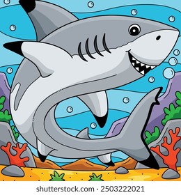 Blacktip Shark Colored Cartoon Illustration