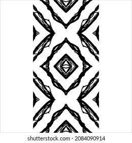 Black-White Abstract Motifs Pattern. Decoration  for Interior, Exterior, Carpet, Textile, Garment, Cloth, Silk, Tile, Plastic, Paper, Wrapping, Wallpaper, Pillow, Sofa, Henna, Background, Ect