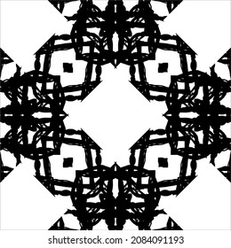 Black-White Abstract Motifs Pattern. Decoration  for Interior, Exterior, Carpet, Textile, Garment, Cloth, Silk, Tile, Plastic, Paper, Wrapping, Wallpaper, Pillow, Sofa, Henna, Background, Ect
