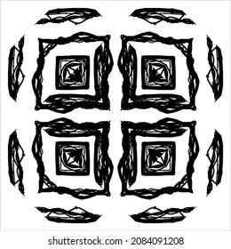 Patrón De Motivos Resumen Blanco-Negro. Decoración de interiores, exteriores, alfombras, textiles, prendas de vestir, tela, seda, mosaico, plástico, papel, envuelto, tapicería, almohada, sofás, henna, fondo, etc.