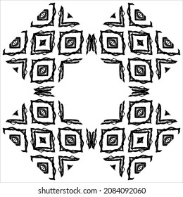 Patrón De Motivos Resumen Blanco-Negro. Decoración de interiores, exteriores, alfombras, textiles, prendas de vestir, tela, seda, mosaico, plástico, papel, envuelto, tapicería, almohada, sofás, henna, fondo, etc.