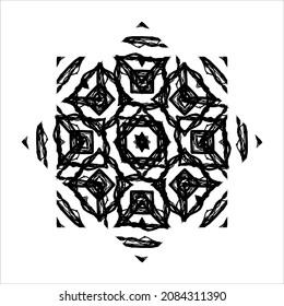 Black-White Abstract Motifs Pattern. Decoration  for Interior, Exterior, Carpet, Textile, Garment, Cloth, Silk, Tile, Plastic, Paper, Wrapping, Wallpaper, Pillow, Sofa, Henna, Background, Ect