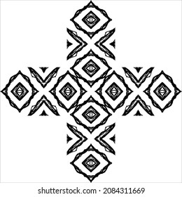 Black-White Abstract Motifs Pattern. Decoration  for Interior, Exterior, Carpet, Textile, Garment, Cloth, Silk, Tile, Plastic, Paper, Wrapping, Wallpaper, Pillow, Sofa, Henna, Background, Ect