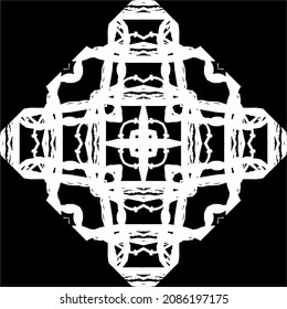 Black-White Abstract Motifs Pattern. Decoration for Interior, Exterior, Carpet, Textile, Garment, Cloth, Silk, Tile, Plastic, Paper, Wrapping, Wallpaper, Pillow, Sofa, Background, Ect