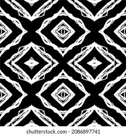 Black-White Abstract Motifs Pattern. Decoration for Interior, Exterior, Carpet, Textile, Garment, Cloth, Silk, Tile, Plastic, Paper, Wrapping, Wallpaper, Pillow, Sofa, Background, Ect