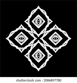 Schwarz-Weiß-Muster abstrakter Motive. Dekoration des Innenraums, Außenbereich, Teppichboden, Textilien, Kleidung, Tuch, Seide, Tile, Kunststoff, Papier, Umhüllung, Tapete, Kissen, Sofa, Hintergrund, EKT