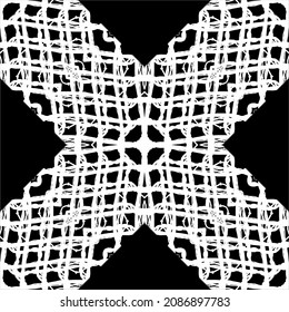 Black-White Abstract Motifs Pattern. Decoration for Interior, Exterior, Carpet, Textile, Garment, Cloth, Silk, Tile, Plastic, Paper, Wrapping, Wallpaper, Pillow, Sofa, Background, Ect