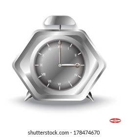 black-white alarm clock on white background vector