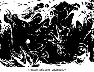 black-white amazing artwork texture ebru,  drawing on the water abstract background