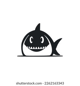 Black-white basic logo with a nice cheerful shark.
