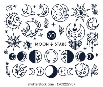 Vector Illustration Set Moon Phases Different Stock Vector (Royalty ...