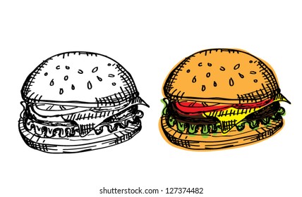 Black-white and colored burgers