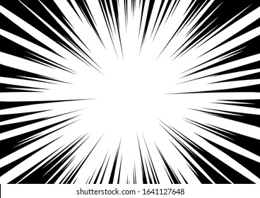 Black-white contrast Background of rays arranged in a circle. Illustration of a flash or glare. Concentration in the center of the composition. For various graphic designs. Vector illustration