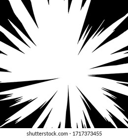 Black-white contrast Background of rays arranged in a circle. Illustration of a flash or glare. Concentration in the center of the composition. For various graphic designs. Vector illustration