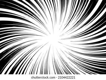 Contraste blanco-negro Fondo de los rayos dispuestos en círculo. Ilustración de un destello o un resplandor. Concentración en el centro de la composición. Para varios diseños gráficos. Ilustración del vector
