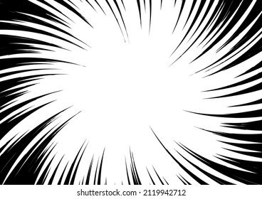 Contraste blanco-negro Fondo de los rayos dispuestos en círculo. Ilustración de un destello o un resplandor. Concentración en el centro de la composición. Para varios diseños gráficos. Ilustración del vector
