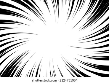 Schwarz-weißer Kontrasthintergrund von Strahlen in einem Kreis angeordnet. Illustration eines Blitzes oder einer Brille. Konzentration im Zentrum der Zusammensetzung. Für verschiedene Grafikdesigns. Vektorgrafik