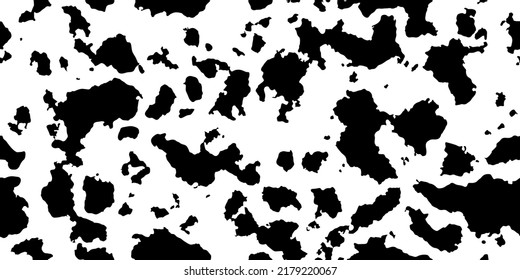 Black-white cowhide as a seamless texture. Spotted vector background. Animal print with abstract dots. Panda, dalmatian or appaloosa horse skin pattern.