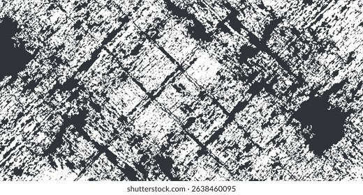 Black-white distressed grunge texture. Weathered vintage dark aged effect. Defect pattern, background.