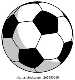 black-white football with shadow simple vector illustration
