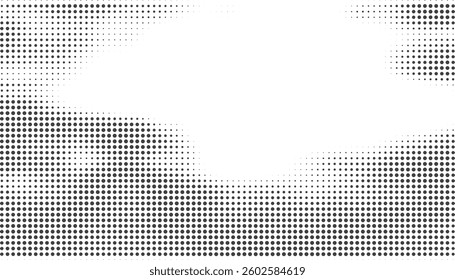 Black-white gradient halftone dots background. Pop art in vector illustration for your creative design 