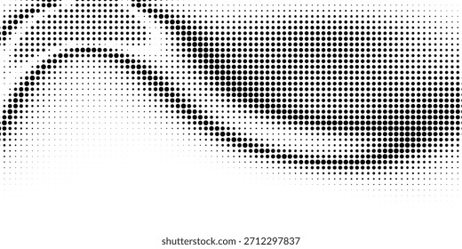 Fondo de puntos de semitono degradado blanco y negro. Arte Pop en Ilustración vectorial para su diseño creativo 