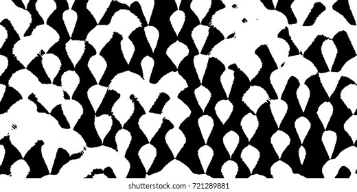 Black-white grunge vector background. Texture monochrome widescreen from stains and cracks. Abstract elements for design and printing