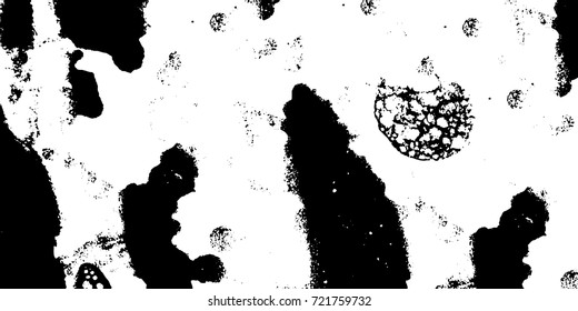 Black-white grunge vector background. Texture monochrome widescreen from stains and cracks. Abstract elements for design and printing