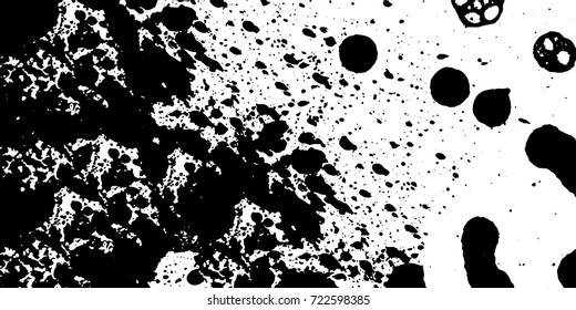 Black-white grunge vector background. Texture monochrome widescreen from stains and cracks. Abstract elements for design and printing