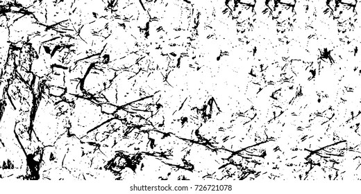 Black-white grunge vector background. Texture monochrome widescreen from stains and cracks. Abstract elements for design and printing